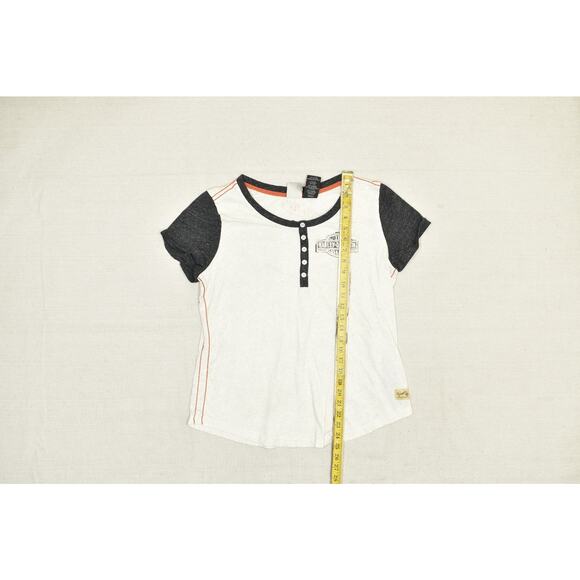 Harley-Davidson Women's Henley T-Shirt Gray White Size XL - Picture 4 of 8